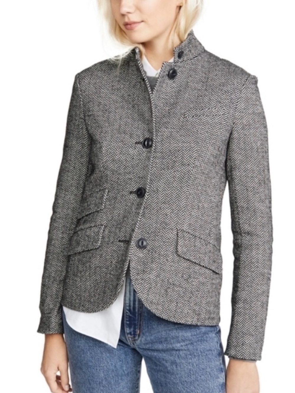 rag & bone Slade Herringbone Wool-Blend Blazer - Sz 10